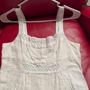 Max & Cleo White Mini Dress with Teal-Blue Accent Stiching